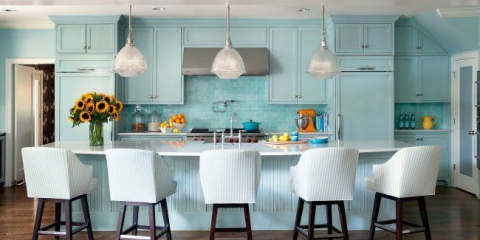 Синя кухня (100+ снимки на райски интериори): стилен дизайн за бяло-сини и сиво-сини кухни